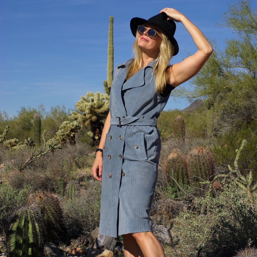 Blue suede dress
